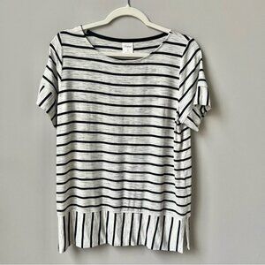 Soma‎ Striped Tunic Tee Women’s Size S Small Gray Black Loose Relaxed Lounge Top
